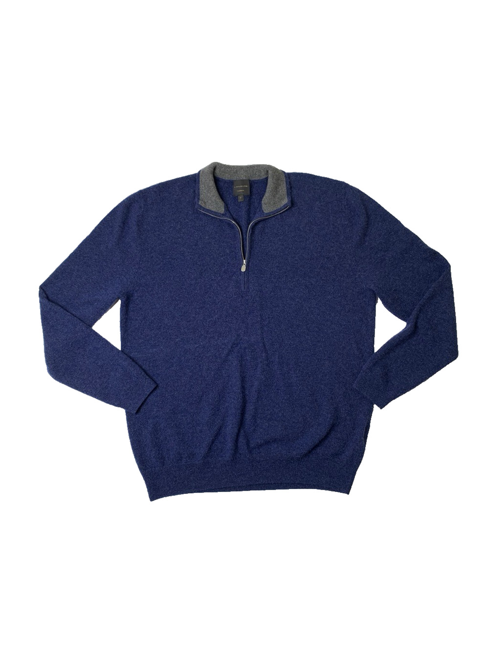 J Hilburn Sweater Mens LT Large Tall Windsor‎ Blue Cashmere Quarter Zip Pullover
